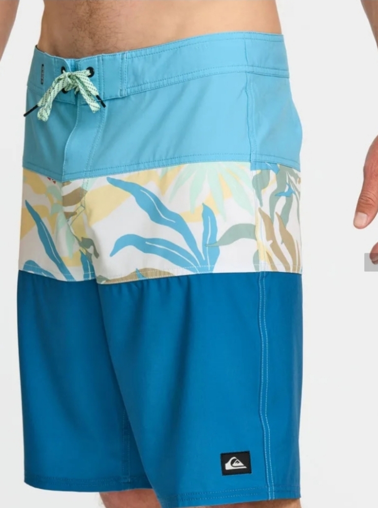 Quiksilver Teal and White Swim Shorts